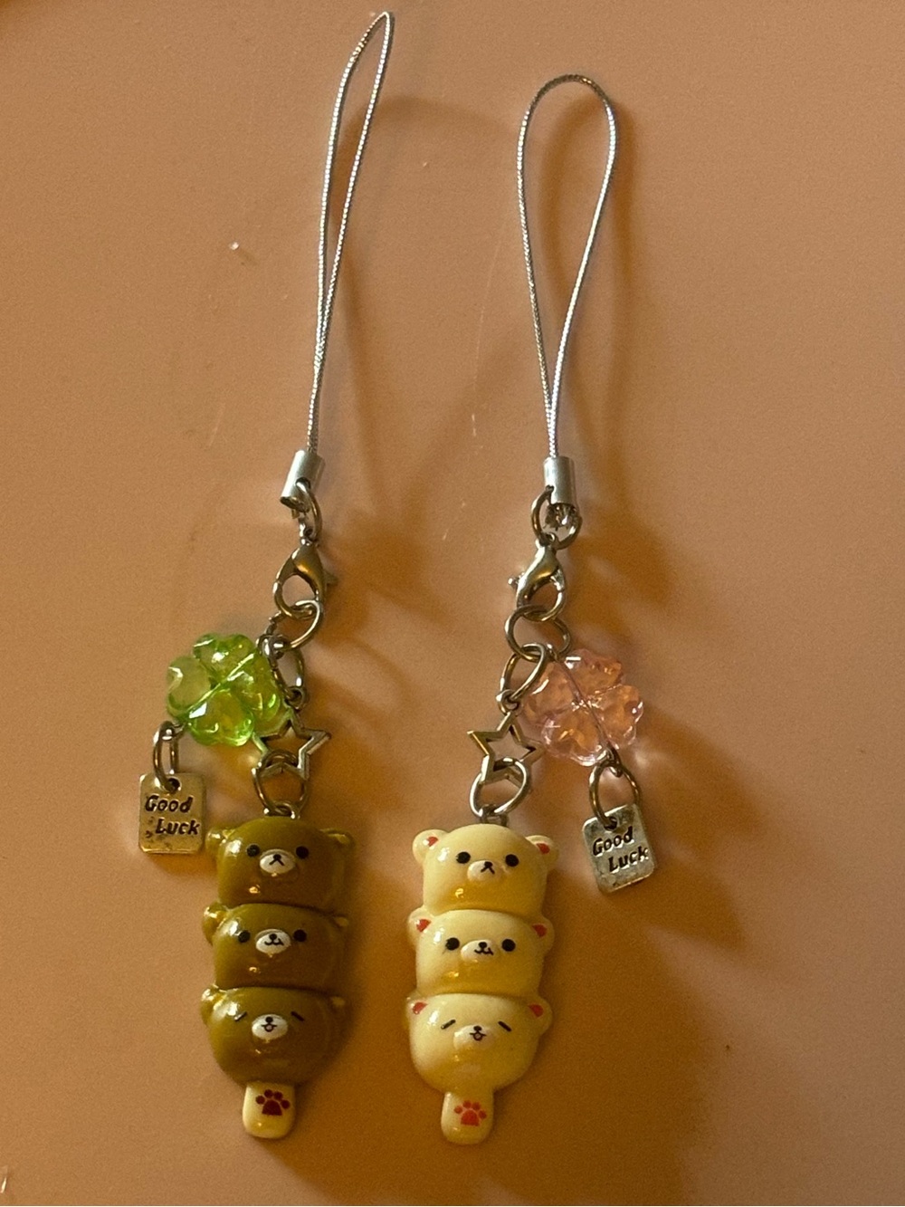 Rillakuma Cute Bear Stack Phone/Bag Charm Keychain - Yellow & Olive